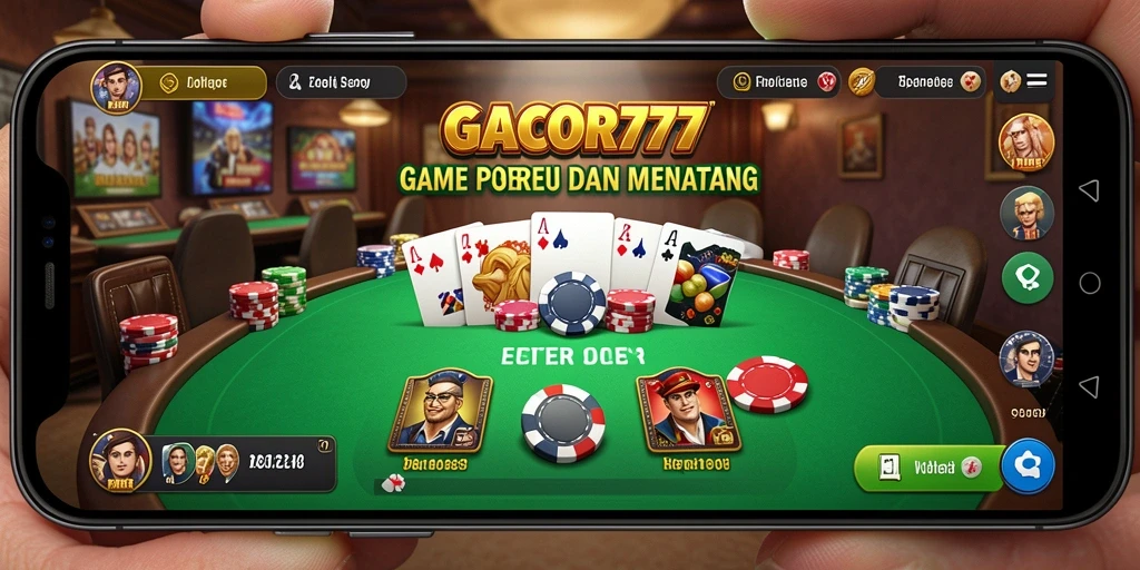Tampilan interaktif gameplay Poker yang menegangkan.