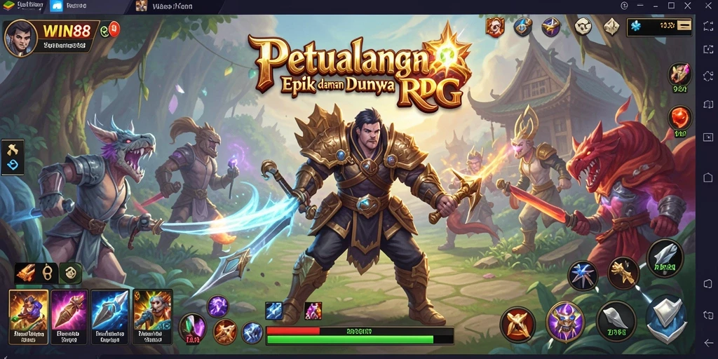 Tampilan gameplay menampilkan karakter beraksi dalam pertempuran RPG yang seru.